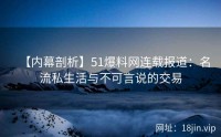 【内幕剖析】51爆料网连载报道：名流私生活与不可言说的交易