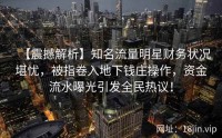 【震撼解析】知名流量明星财务状况堪忧，被指卷入地下钱庄操作，资金流水曝光引发全民热议！